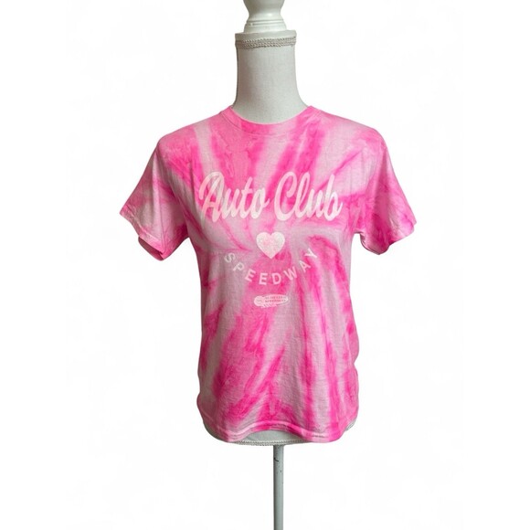 NWT NASCAR Girls M Youth Auto Club Speedway Pink Tie-Dye T-Shirt NEW - Picture 1 of 4